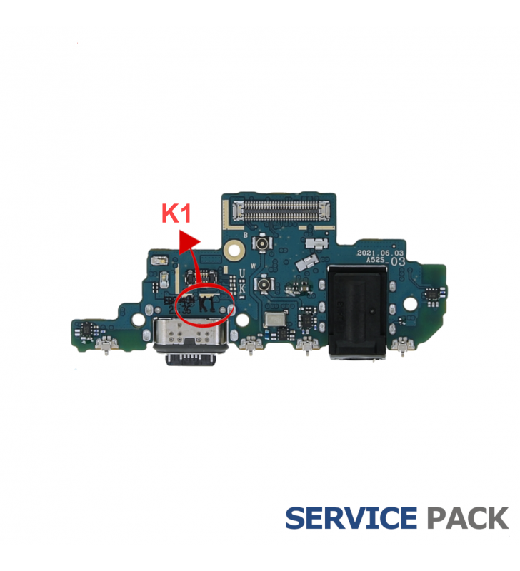 Flex Conector Carga Placa Tipo C Samsung Galaxy A52s 5G A528B GH96-14724A Service Pack Version K1