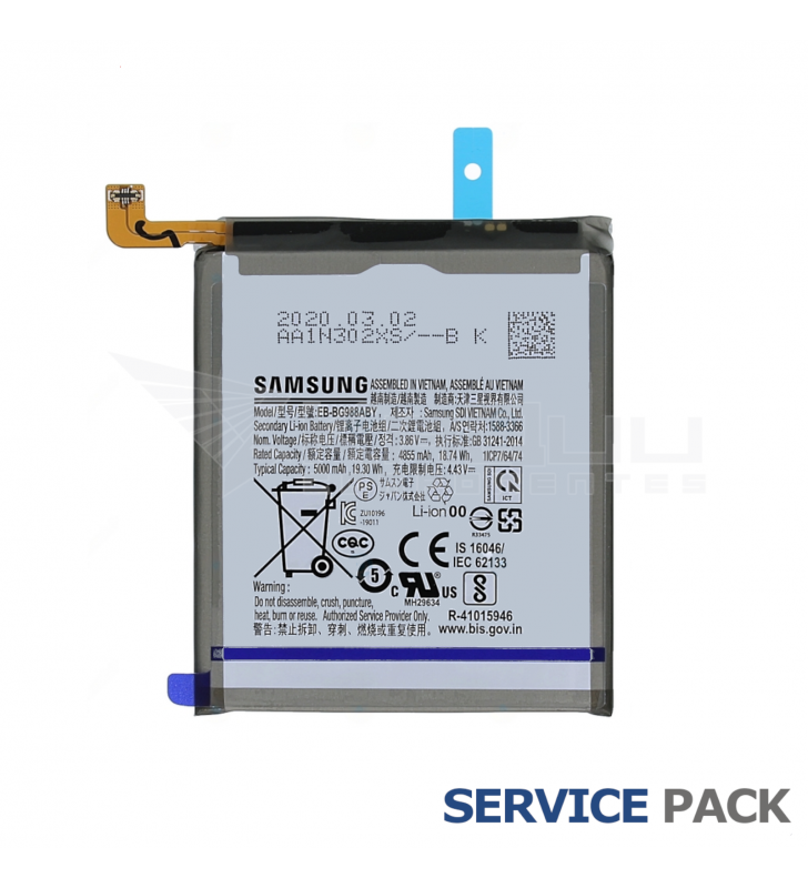 Batería EB-BG988ABY para Samsung Galaxy S20 Ultra G988F GH82-22272A Service Pack