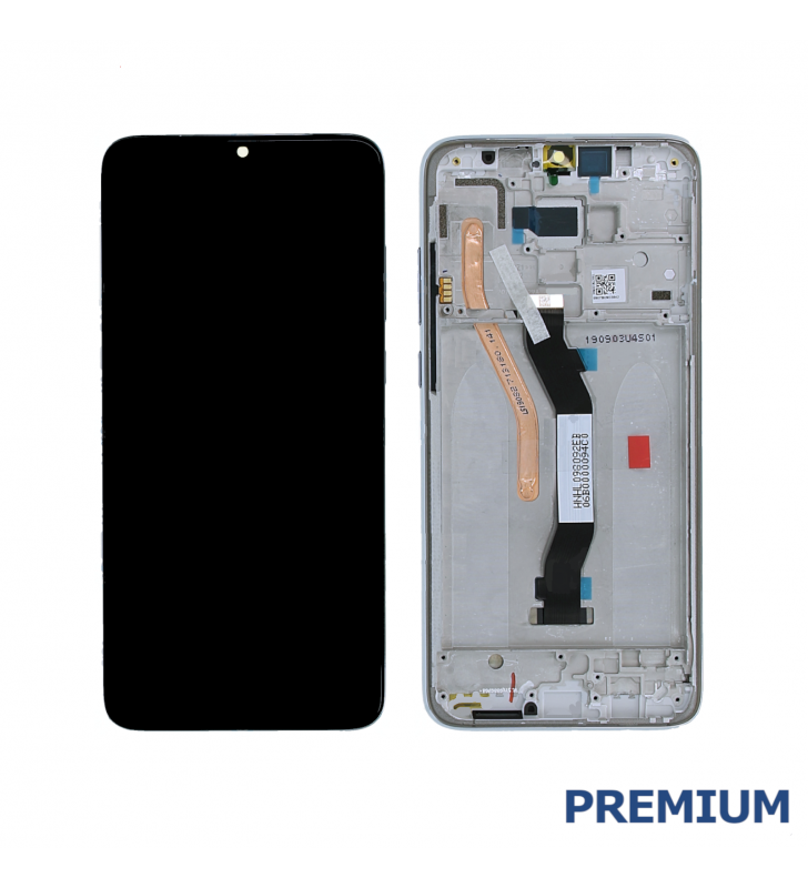 Pantalla Xiaomi Redmi Note 8 Pro Plata Blanca con Marco Lcd M1906G7 Premium