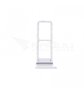 Soporte Bandeja Dual Sim para Samsung Galaxy A90 5G A908B Blanco Plata