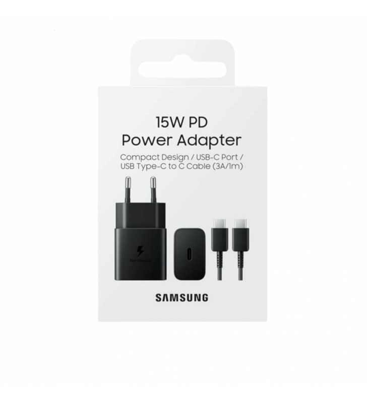 Cargador Samsung EP-T1510XBEGEU con Cable USB-C 1m 15W Carga Rápida Negro