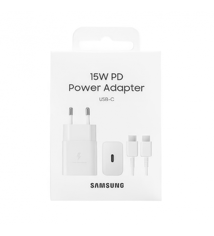 Cargador Samsung EP-T1510XWEGEU con Cable USB-C 1.5m 15W Carga Rápida Blanco