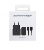 Cargador Samsung  EP-T2510XBEGEU con Cable USB-C 1.5m 25W Carga Rápida Negro