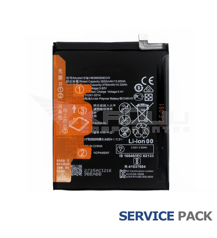 Batería HB386590ECW 3750mAh Honor 9X Lite JSN-L21, 8X JSN-L23, Honor View 10 Lite Service Pack