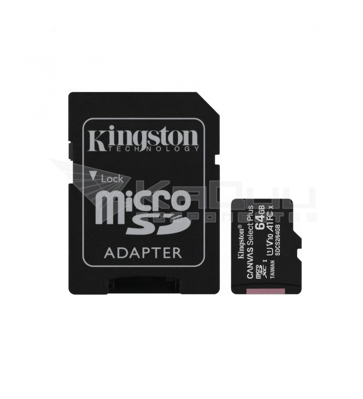 Tarjeta Memoria Kingston Canvas Select Plus 64GB microSD Clase 10 100MBs