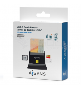 Lector Dni Electrónico Tarjetas Aisens ASCR-SN02SD-BK Negro