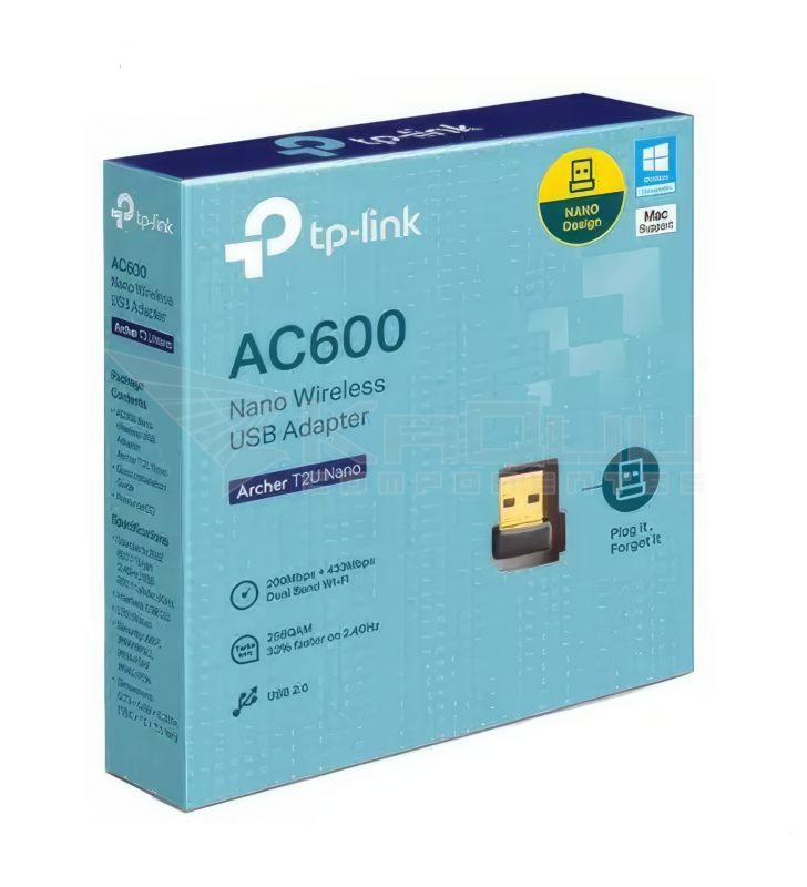 Adaptador USB WiFi TP-Link Archer T2U Nano 600Mbps