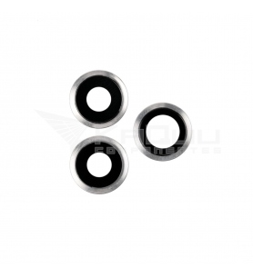 Set Embellecedor Cristal Cámara Lente con Anillo para Iphone 12 Pro A2341 A2406 Plata