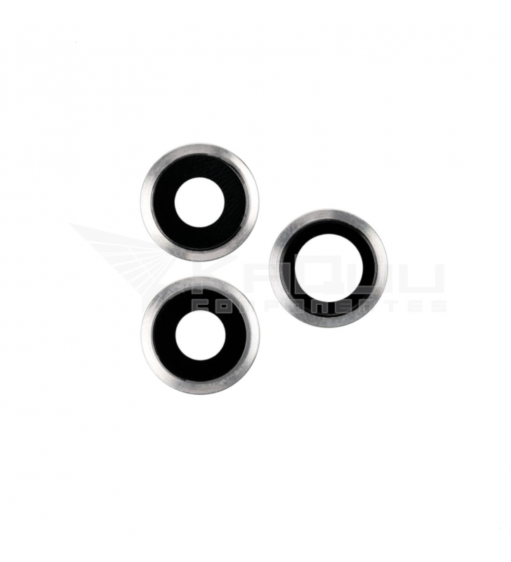 Set Embellecedor Cristal Cámara Lente con Anillo para Iphone 12 Pro A2341 A2406 Plata