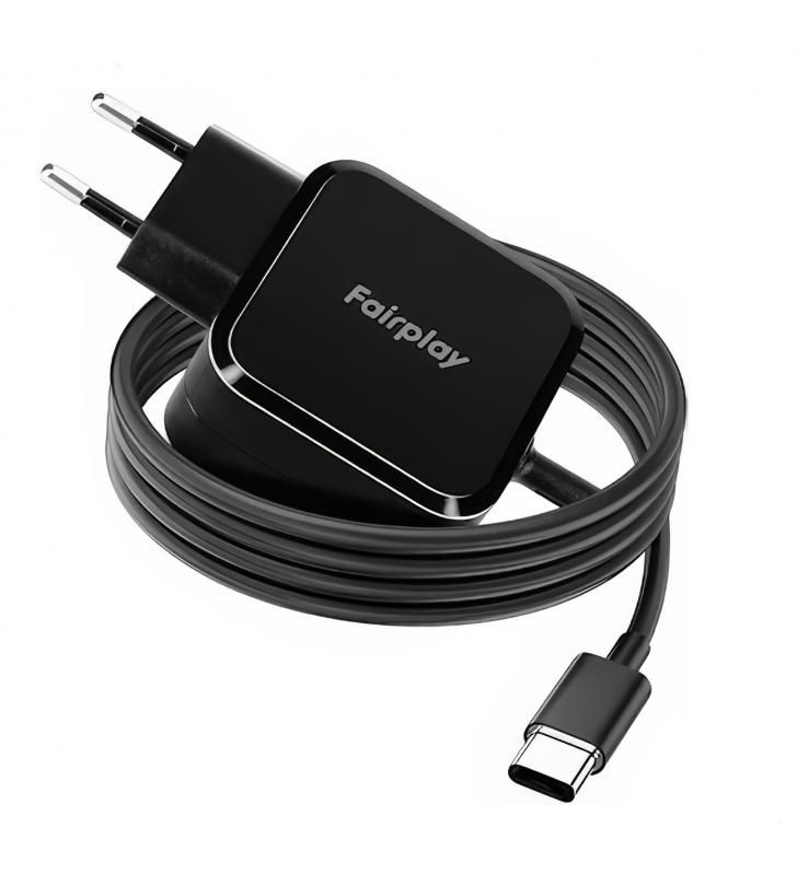 Cargador Fairplay USB-C 100W Carga Rápida Negro