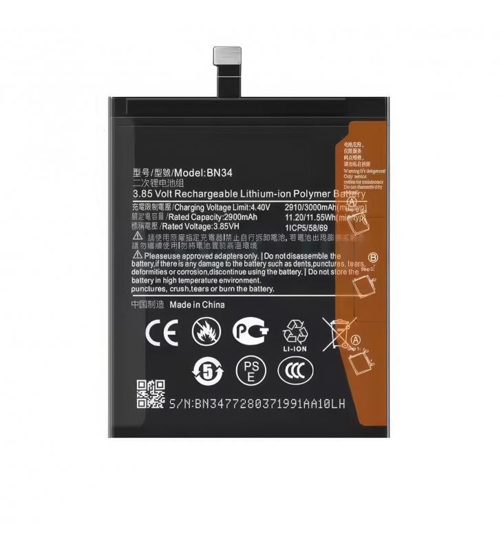 Batería BN34 3000mAh Xiaomi Redmi 5A MCG3B, Redmi Go M1903C3GG 46BN34W02093 Service Pack