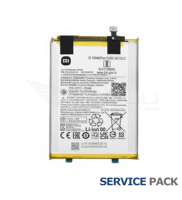 Batería BN56 5000mAh Xiaomi Redmi 9A M2006C3LG, Redmi 9C M2006C2Mg, Redmi A1 220733SI, Redmi A1 Plus 46020000425D Service Pack