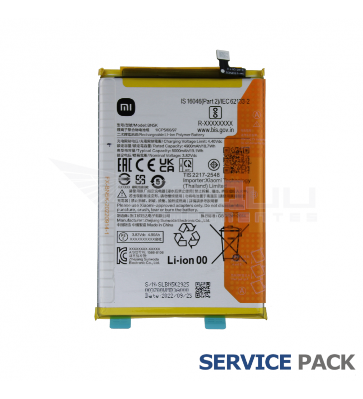 Batería BN5K 4900mAh Xiaomi Redmi 12C 22120RN86G 1330101000105B Service Pack