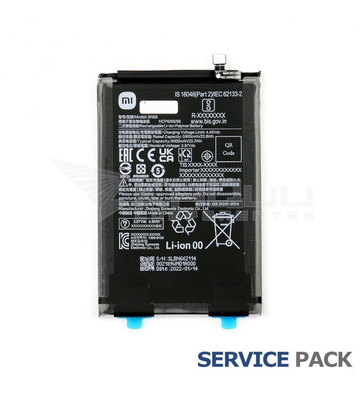Batería BN66 6000mAh Xiaomi Poco C40 220333QPG 46020000B8LM Service Pack