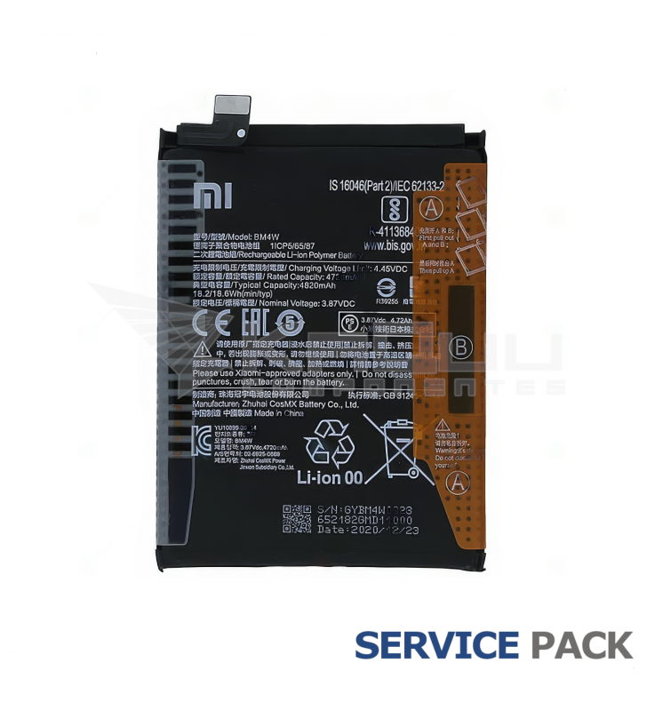Batería BM4W 4820mAh Xiaomi Mi 10T Lite 5G M2007J17G 460200004N1Y Service Pack