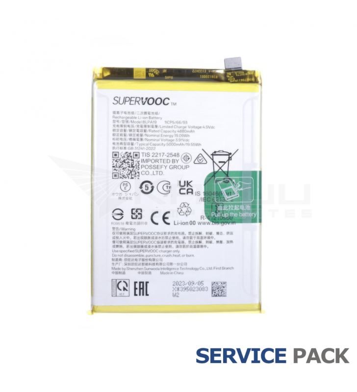 Batería BLPA19 4880mAh Oppo A2 PJB110, A79 CPH2557 621035000055 Service Pack