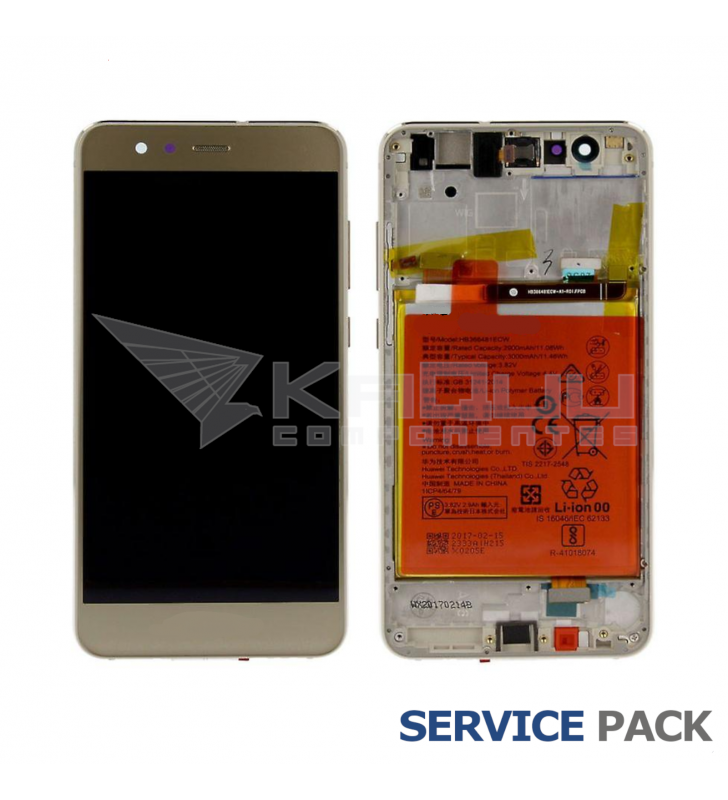 Pantalla Lcd Huawei P10 Lite WAS-L03T Marco Dorado con Batería 02351FSN Service Pack