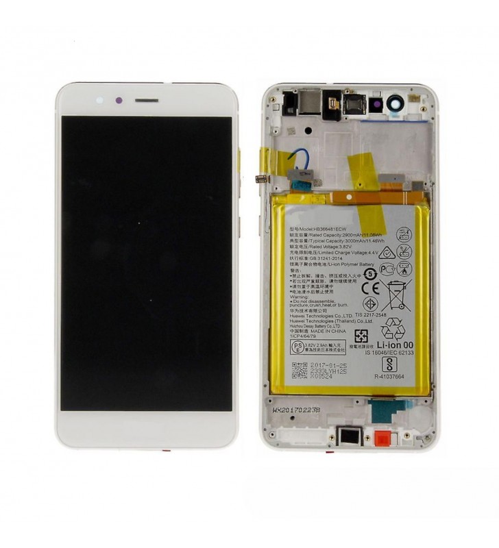 Pantalla Lcd Huawei P10 Lite WAS-L03T Marco Blanco con Batería 02351FSC Service Pack