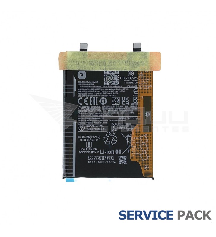 Batería BM5G Xiaomi Poco X4 GT 5G 22041216G 46020000BQ1G Service Pack
