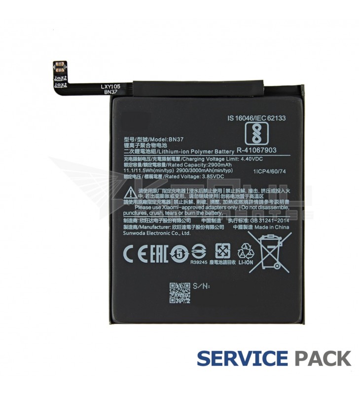 Batería BN37 Xiaomi Redmi 6 M1804C3D, Redmi 6A Service Pack