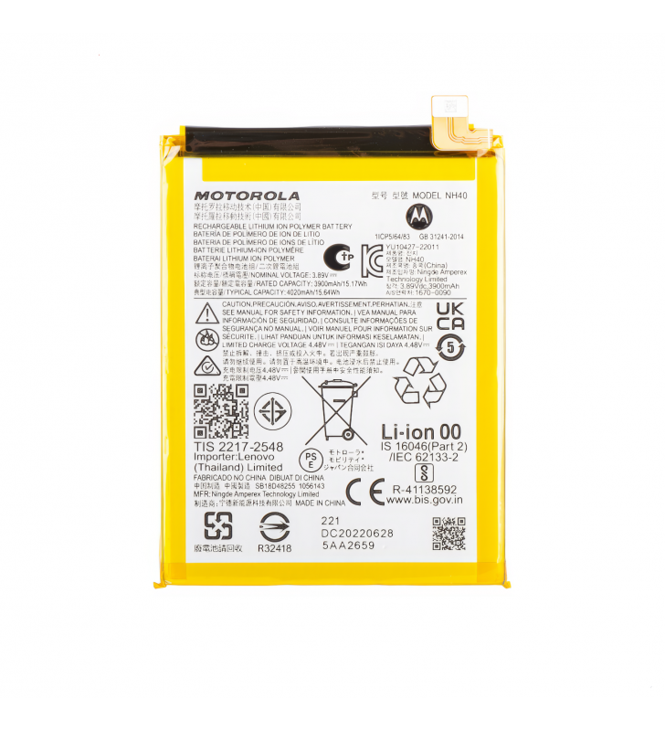 Batería NH40 4020mAH Motorola Moto E22i SB18D48255 SB18D98149 SB18D48256 Service Pack