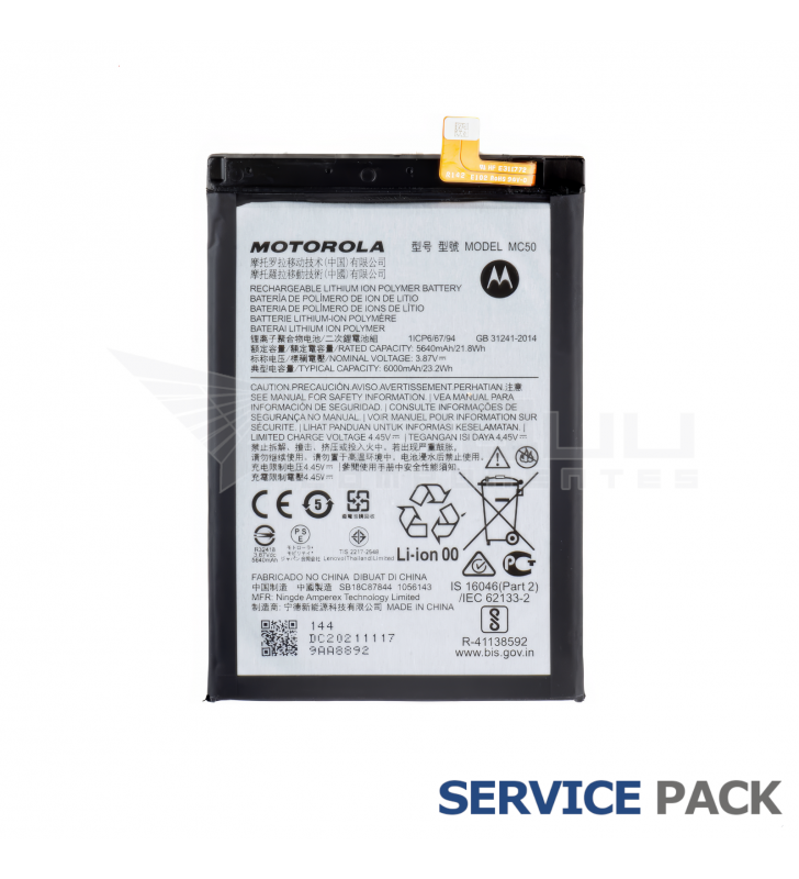 Batería MC50 6000mAh Motorola Moto G9 Power XT2091 SB18C87844 Service Pack