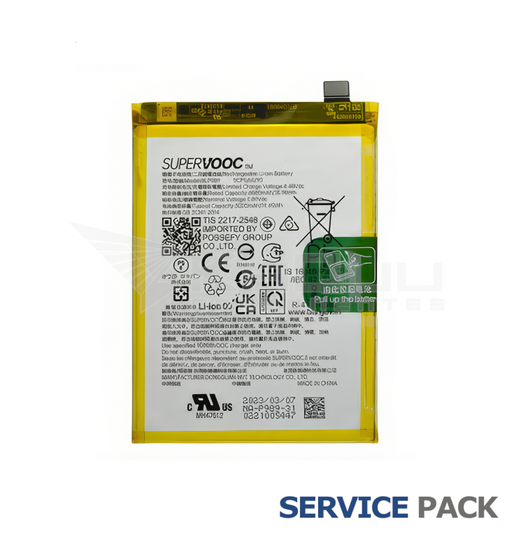 Batería BLP989 5000mAh Oppo A1 PHS110, A98 CPH2529, OnePlus Nord CE 3 Lite CPH2467, Nord N30 CPH2513 621035000006 Service Pack
