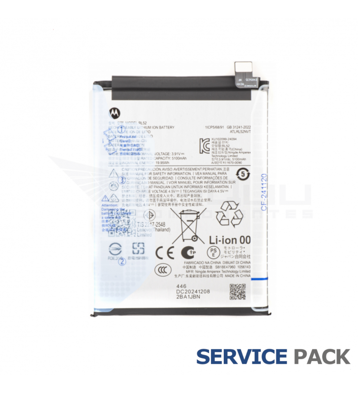 Batería RL52 5100mAh Motorola Moto G15 XT2521-3, E15 PB6S0002SE, G05 XT2523-4 SB18E47960 SB18E47961 SB18E47962 Service Pack