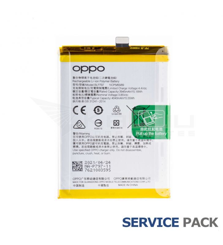 Batería BLP797 4040mAh Oppo A72 5G PDYM20, A73 5G CPH2161 4904889 Service Pack
