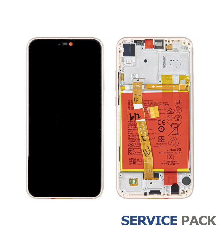 Pantalla Lcd Huawei P20 Lite ANE-TL00 ANE-LX1 Marco Rosa con Batería 02351XUB Service Pack