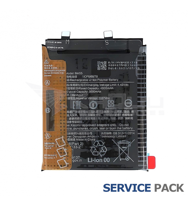 Batería BM55 5000mAh Xiaomi Mi 11 Ultra M2102K1G 460200005S1G Service Pack