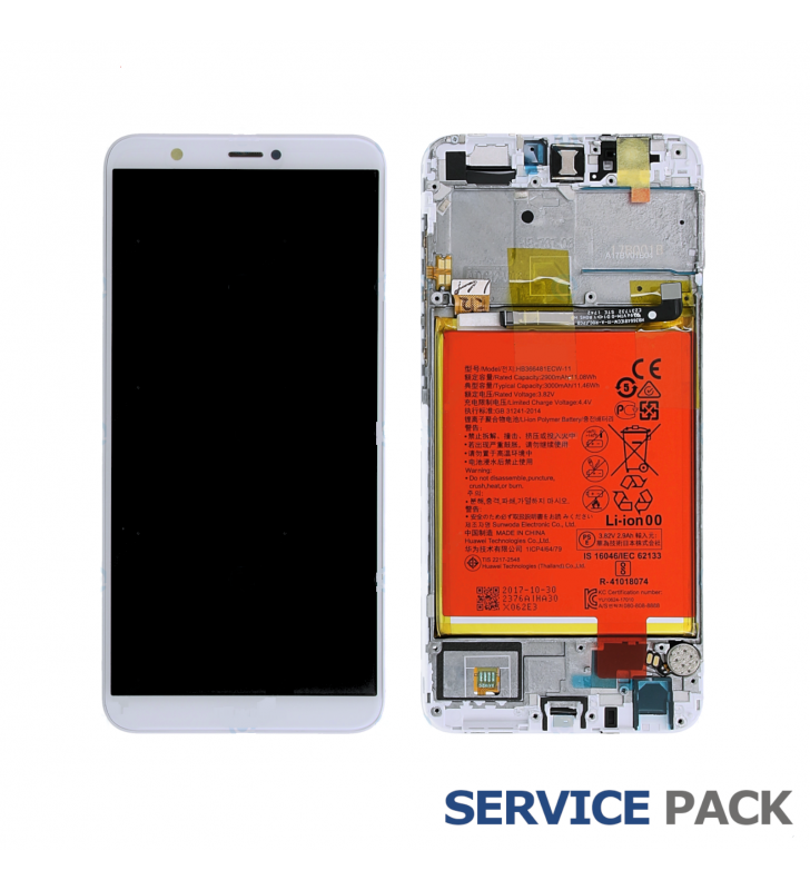 Pantalla Lcd Huawei P Smart FIG-L31 Marco Blanco con Batería 02351SVE Service Pack