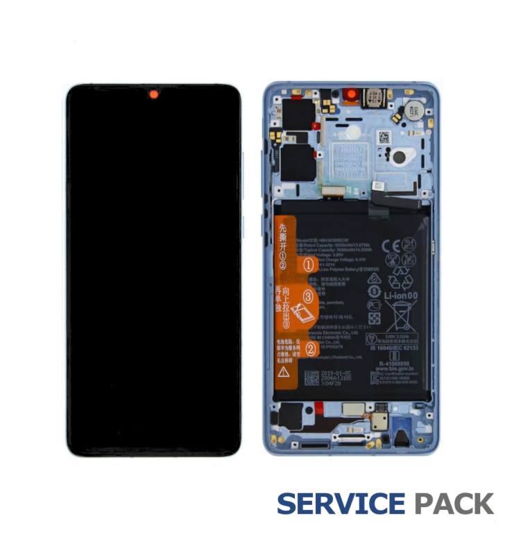 Pantalla Lcd Huawei P30 2019 ELE-L09 Marco New Code Breathing Crystal con Batería 02354HMF Service Pack