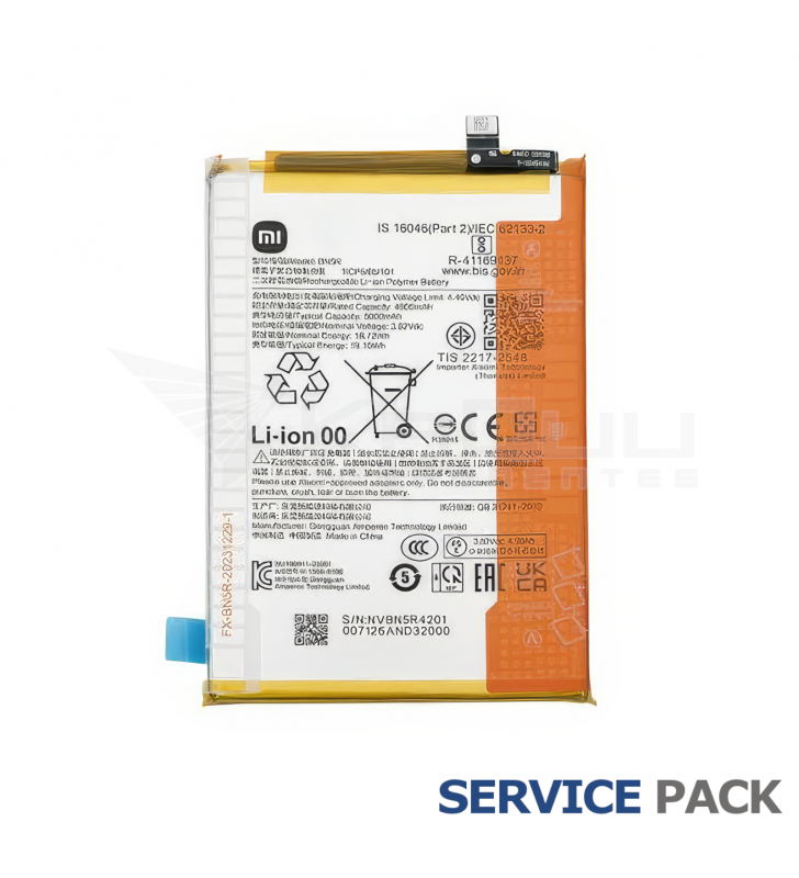 Batería BN5R 5000mAh Xiaomi Redmi A3 23129RN51X, A3x 24048RN6CG, Poco C61 2312BPC51H 1330101000177B Service Pack