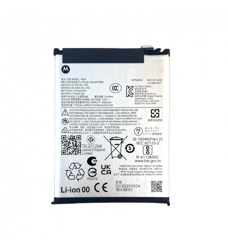 Batería RN67 6720mAh Motorola Moto G86 Power SB18E74286 SB18E72748 Service Pack