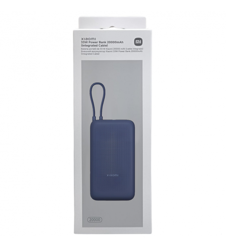 Xiaomi PowerBank 20000mAh 33W Cable Integrado USB-C Azul Xiaomi PowerBank 20000mAh 33W Cable Integrado USB-C Azul