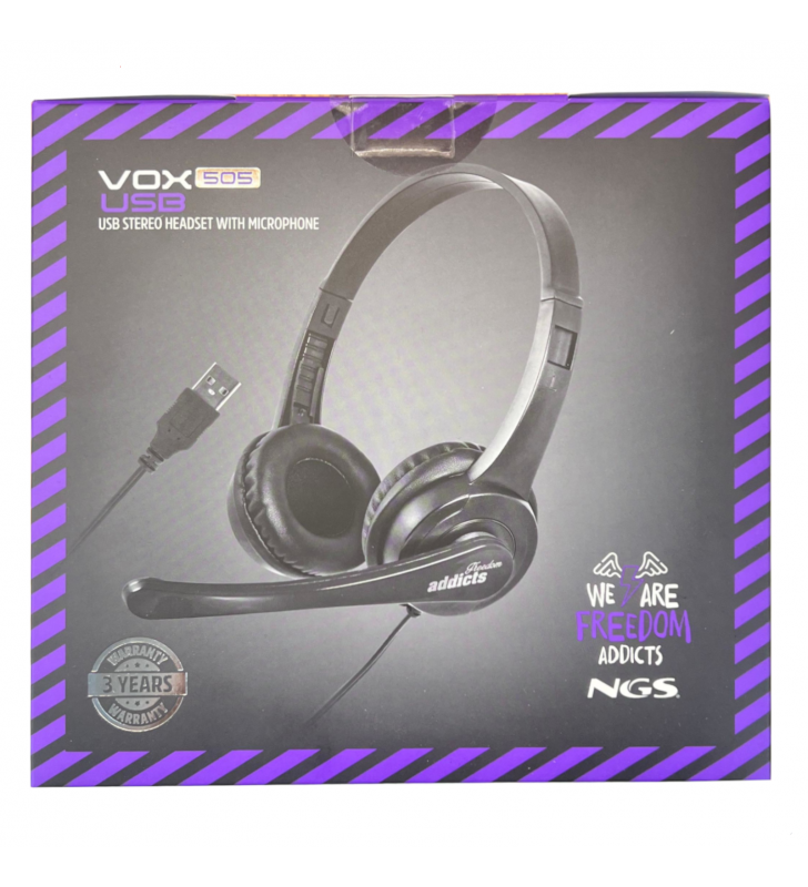 Auriculares NGS VOX505 USB con Micrófono Negro