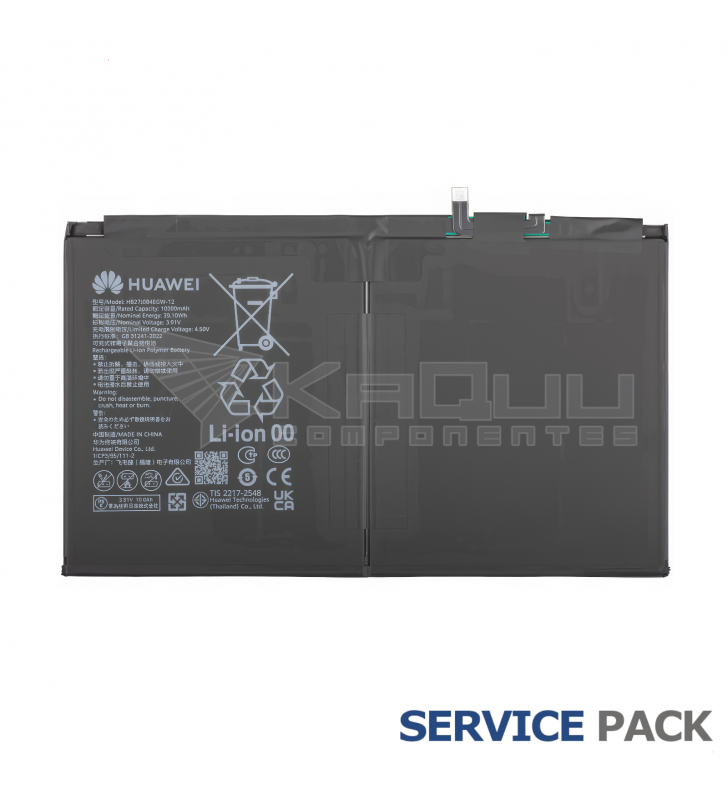 Batería HB27J0B4EGW-12 10100mAh Huawei MatePad 12 X 2025 LRT-W09 02356LFQ Service Pack
