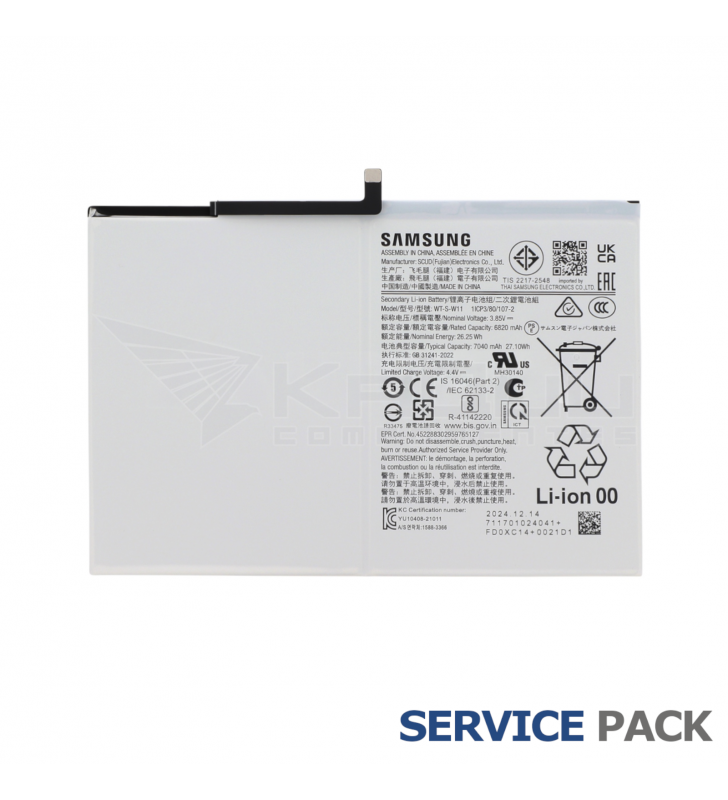 Batería WT-S-W11 7040mAh Samsung Galaxy Tab A9+ X210 X215 GH81-24467A Service Pack