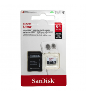 Tarjeta Memoria Sandisk Ultra 64GB microSD Clase 10 100MBs