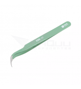 Best ESD-17 Pinzas Curvas de Precisión Antiestáticas de Acero Inoxidable Verde