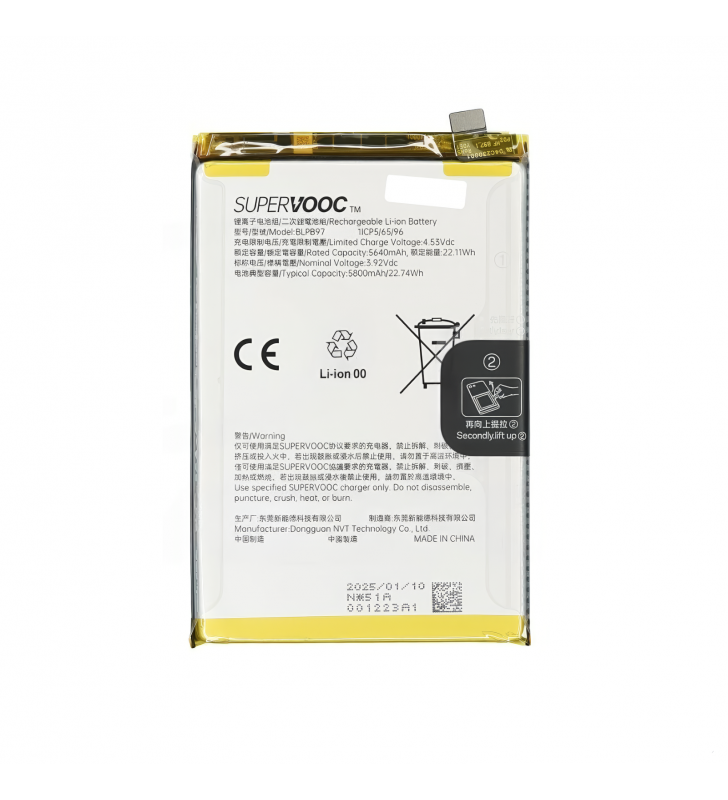 Batería BLPB97 5640mAh Oppo Reno13 F 5G CPH2699, Reno13 FS 621035000217 Service Pack