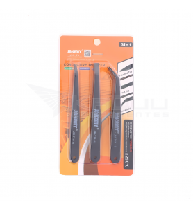 Jakemy JM-T11 Set de 3 Mini Pinzas de Precisión Antiestáticas Resistentes al Calor