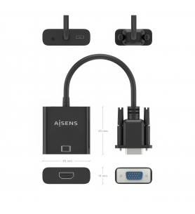 Adaptador Aisens A115-0873 Cable Conversor SVGA y Audio a HDMI 20cm Negro