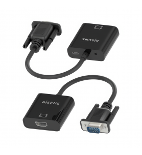 Adaptador Aisens A115-0873 Cable Conversor SVGA y Audio a HDMI 20cm Negro