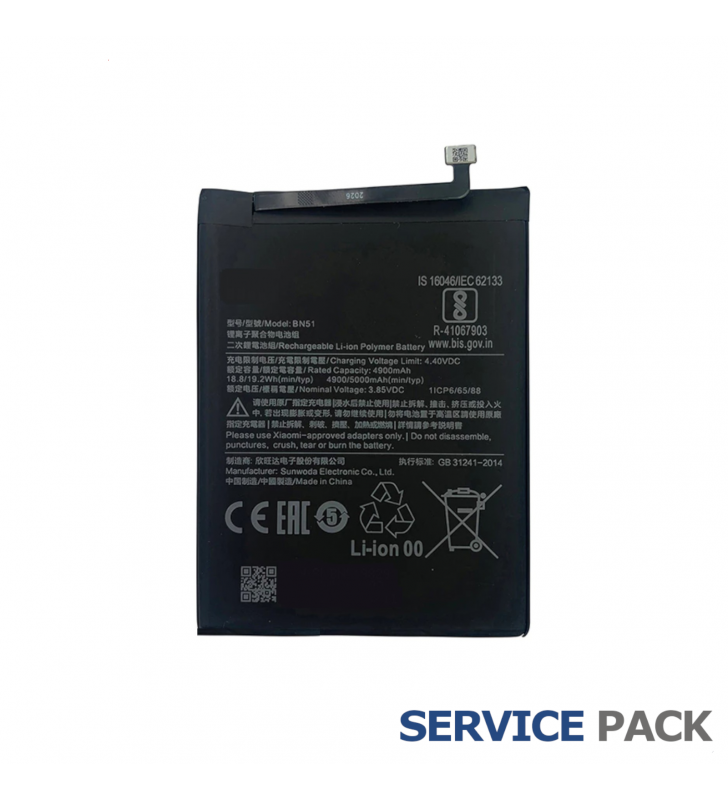 Batería BN51 Xiaomi Redmi 8 MZB9123IN, Redmi 8A M1908C3IC Service Pack