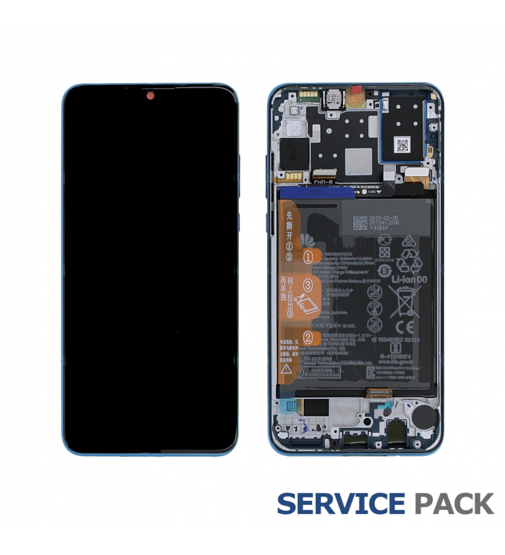 Pantalla Lcd Huawei P30 Lite 2019 MAR-LX1A Marco Azul con Batería 02352RQA Service Pack