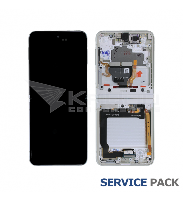 Pantalla Lcd Samsung Galaxy Z Flip 3 5G F711B Marco Crema GH82-27243B Service Pack