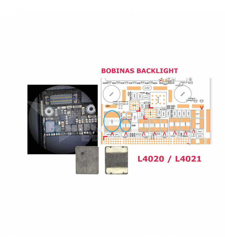 Bobina L4020 L4021 para Iphone 6S / 6S Plus Chip Luz Fondo Backlight Coil