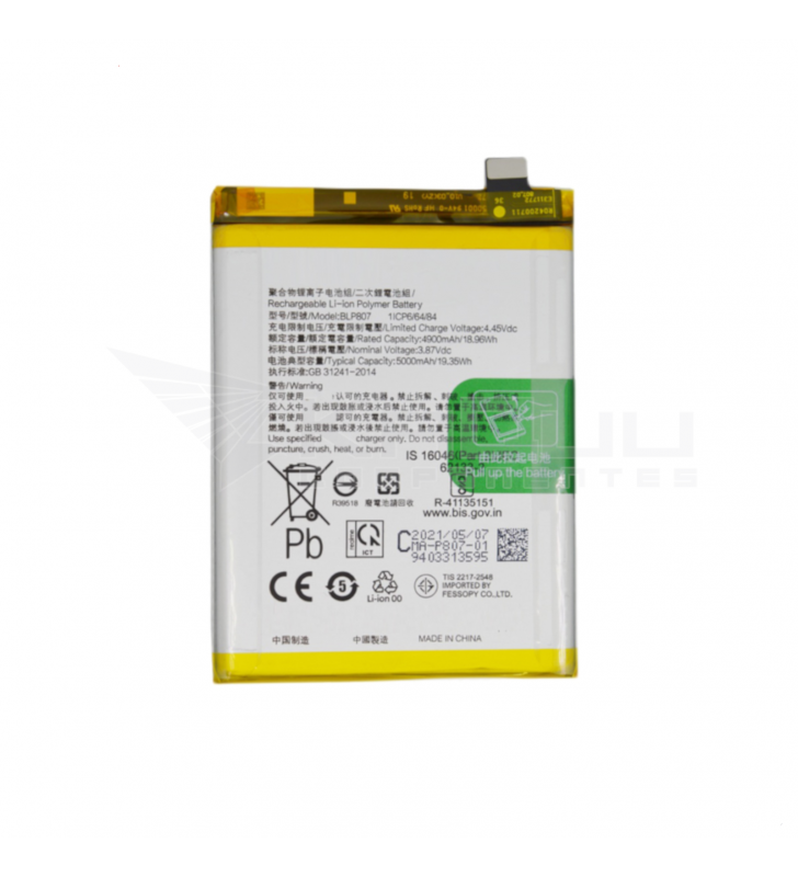 Batería BLP807 4900MAH para Oppo Realme 7 RMX2155